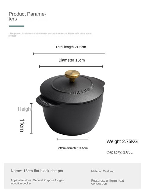 Enameled Refined Iron Dutch Oven With Lid 4.7L Nonstick Braised Pot Cast  Iron Casserole Dish Enamel Coating For All Heat Source - AliExpress