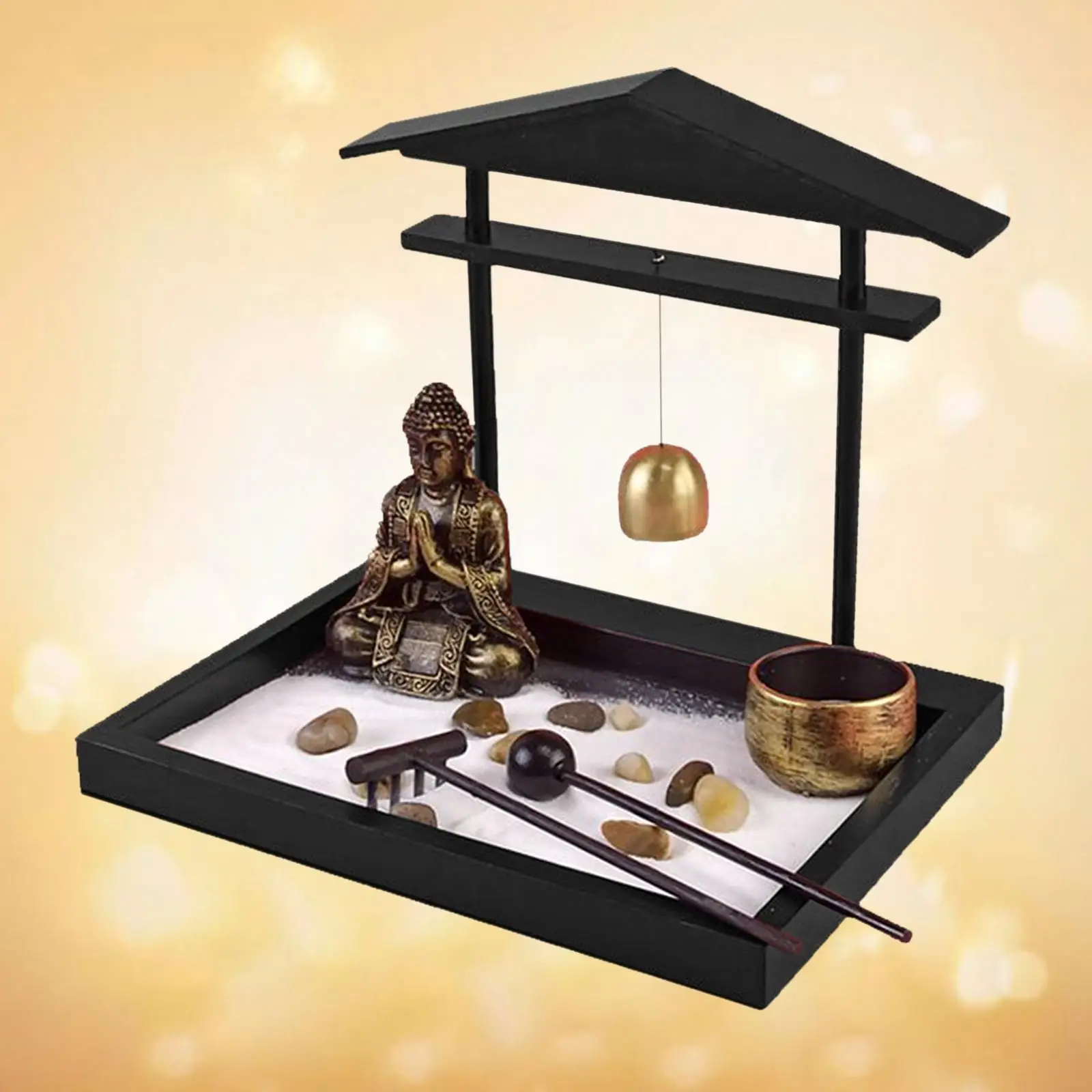 Miniature Buddhist   including Statue  Burner Rocks  Rake Deskt Tabletop