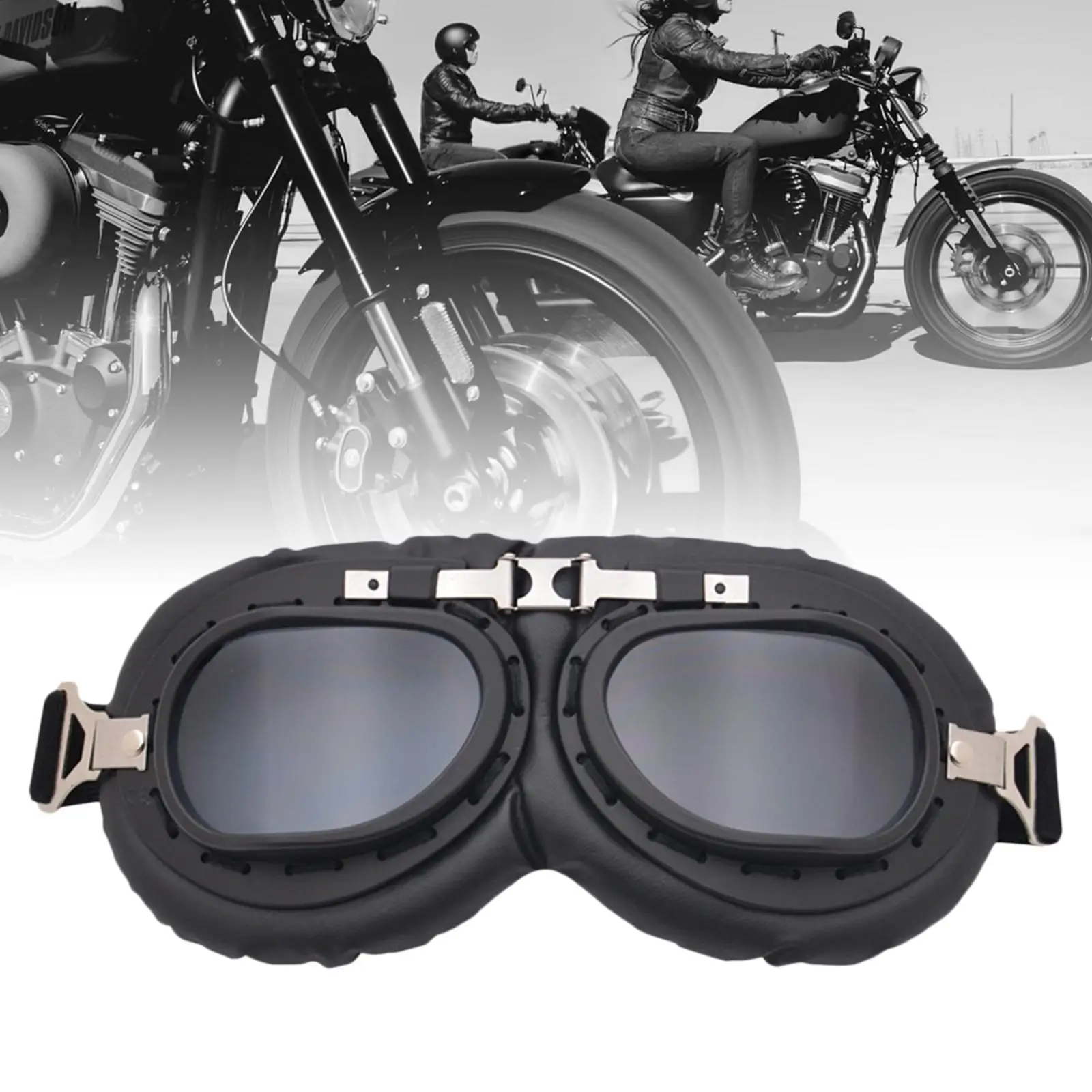 12x Motorcycle Goggles  Vintage Anti-Scratch Sports Glasses Outdoor Eyewear for Half  Riding Touring Racer