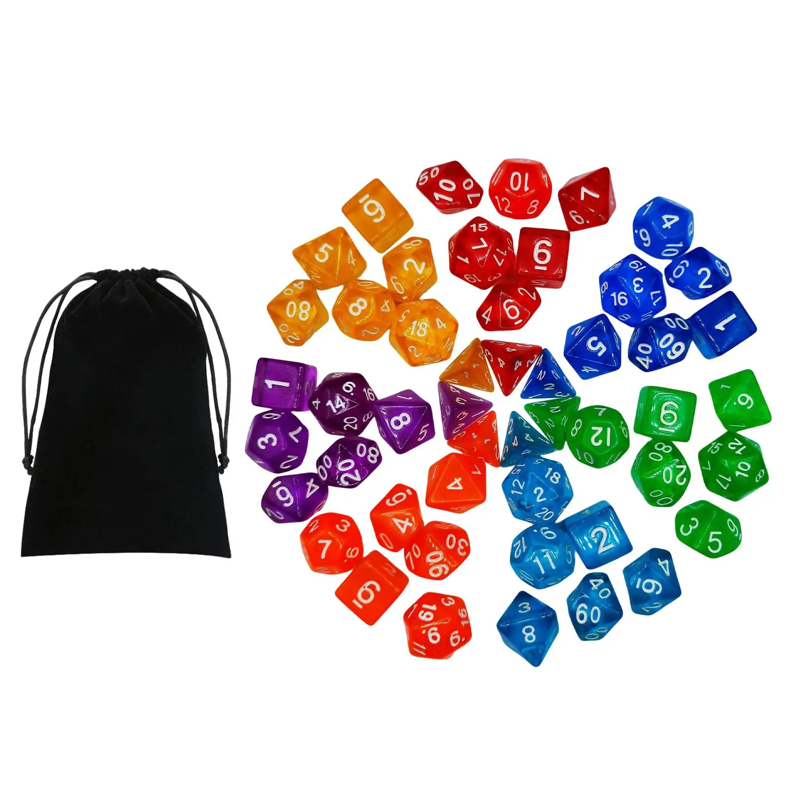 49Pcs Polyhedral Dices Set D8 D10 D12 D20 Toys Rolling Dices for Parties KTV