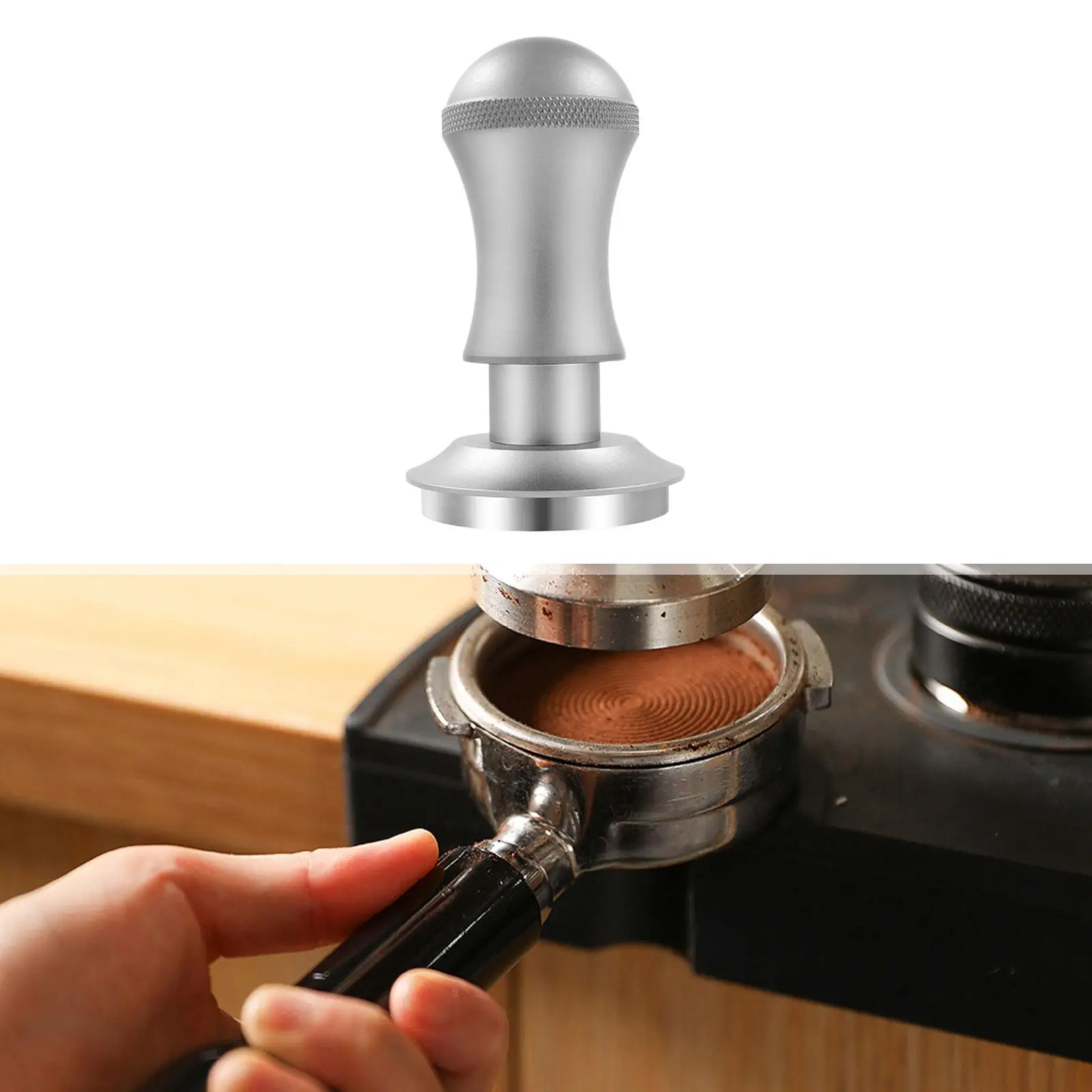 Grind Tamper Constant Pressure Flat Base Espresso Hand Tamper for Coffee Grounds Espresso Machines Kitchen Cafe