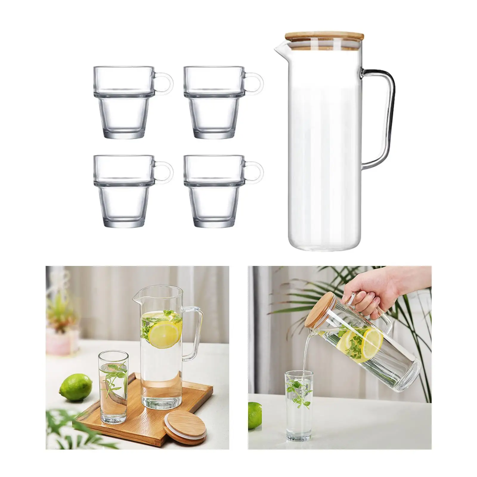 1.2L with Lid Transparent Heat Resisttant Tea for Lemonade Gifts