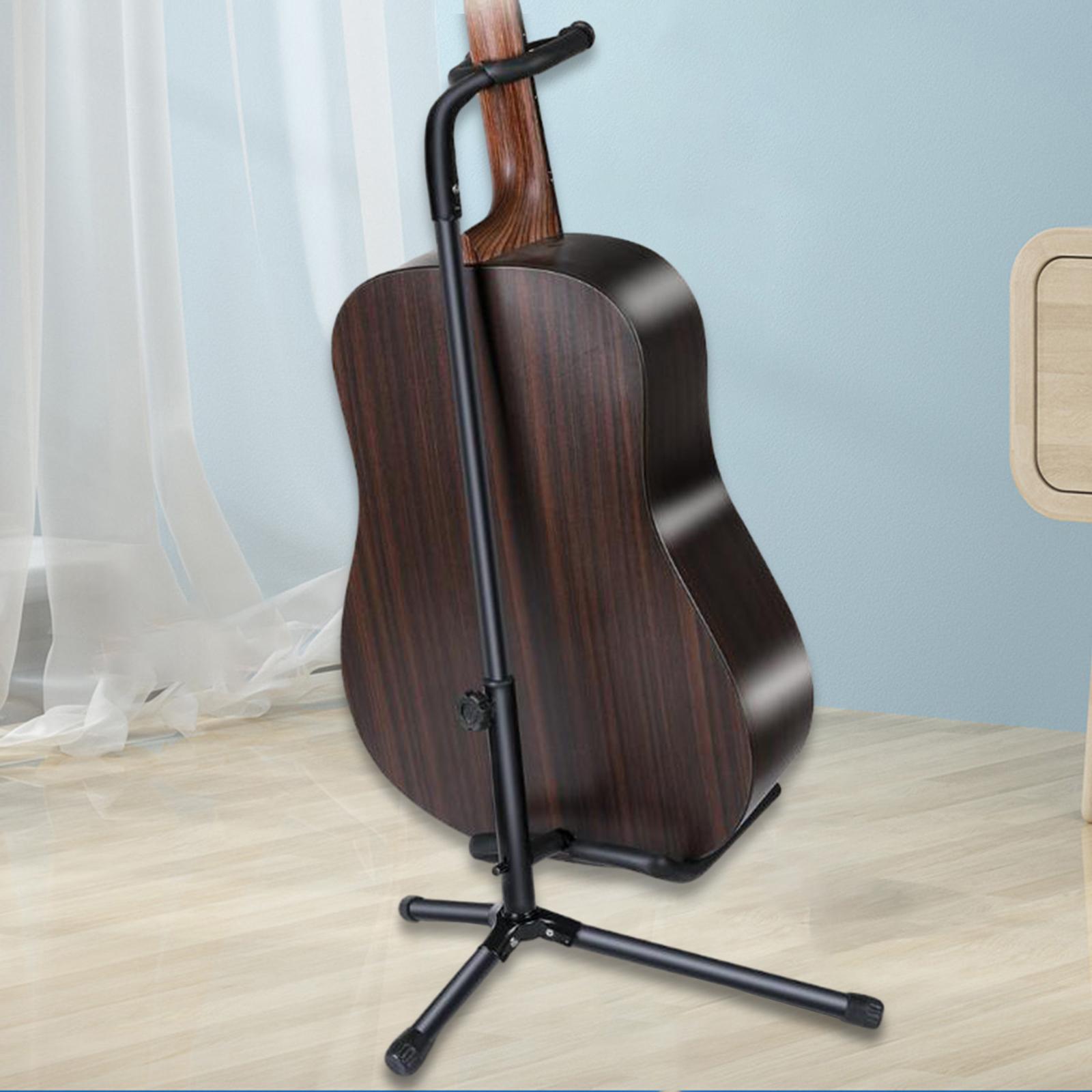 Guitar Stand Floor Ukulele Stand Folding Non Slip Rubber Feet Metal Electric Acoustic Floor Holder Adjustable 22.44-31.50inch