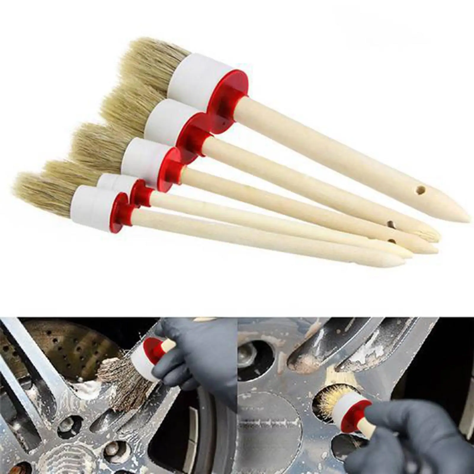 5Pcs Hangable Car Soft Bristle Detailing Brush Set for Exterior Interior