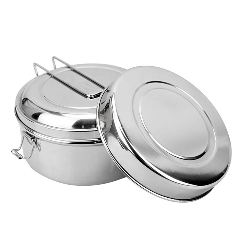 Round Portable Outdoor Bento Box for Stainless Steel Mess Tin, Warm or Cool at Office., 