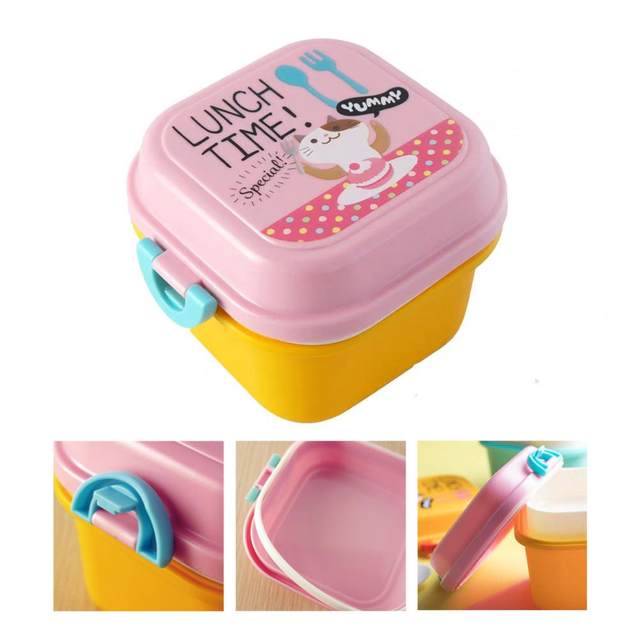 1set 800ml Three Compartment Plastic Lunch Box With Bag And Utensils, Cute  Bear Pattern Leak-proof Portable Bento Box, Microwave-safe Food Container  For Adults Office