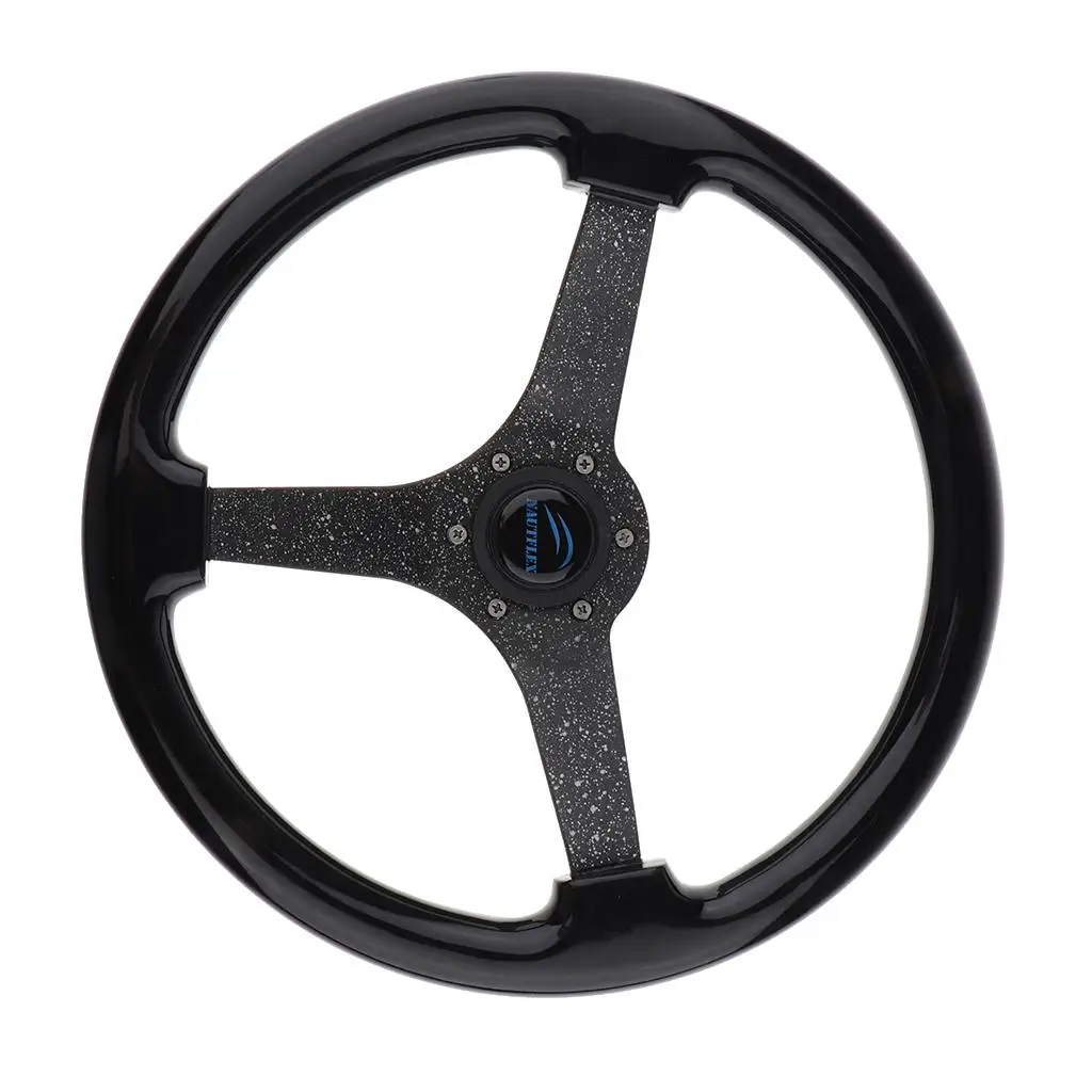 Aluminium Alloy Marine Steering Wheel 3 Spoke for Yacht Boat Pontoon Weatherproof Fits for Standard 3/4inch(19mm) Tapered Shaft