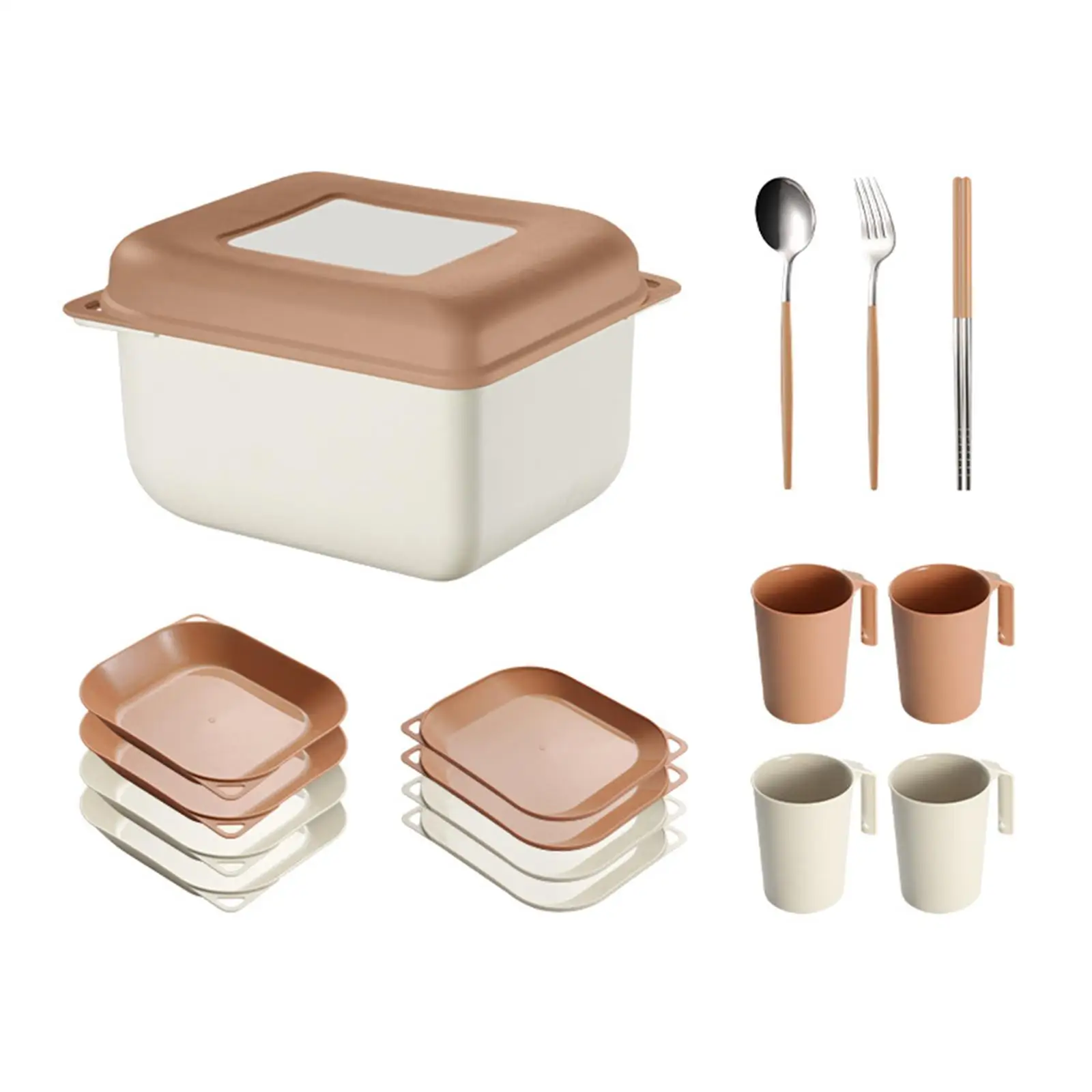 Dinnerware Sets Nordic Cups Portable Cutlery Utensils Camping Cutlery Set Outdoor Tableware Set for Kitchen RV Home Party Dorm