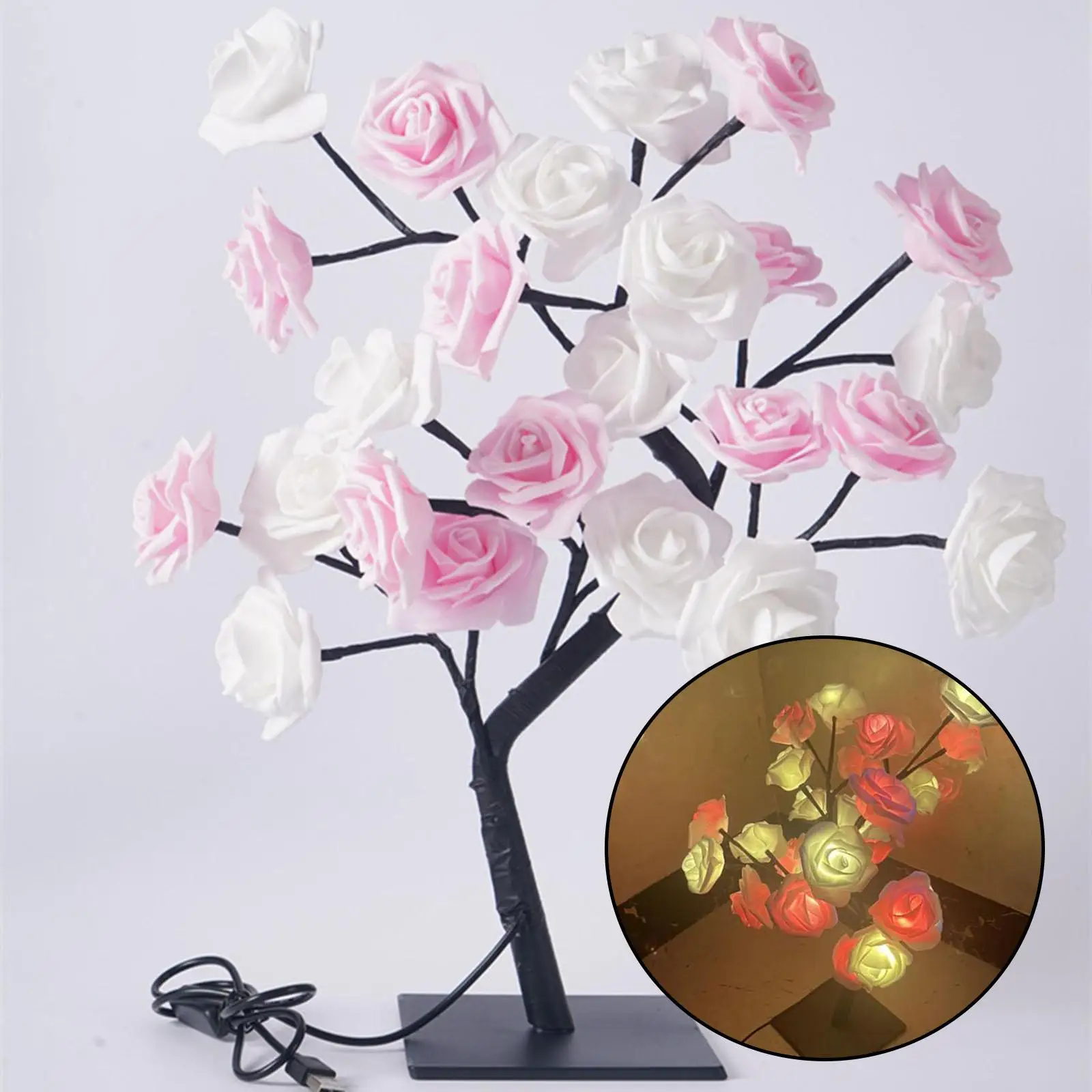 Rose Trees Lamp Night Lights LED Tabletop Centerpiece Aesthetic Flower Lamp for Party Bedroom Wedding Living Room Birthday