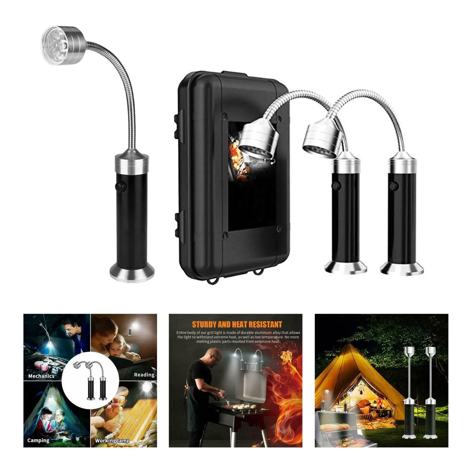 BBQ Grill Light, Flexible Super Bright LEDs,  Base, Flexible Gooseneck, BBQ Grill Light