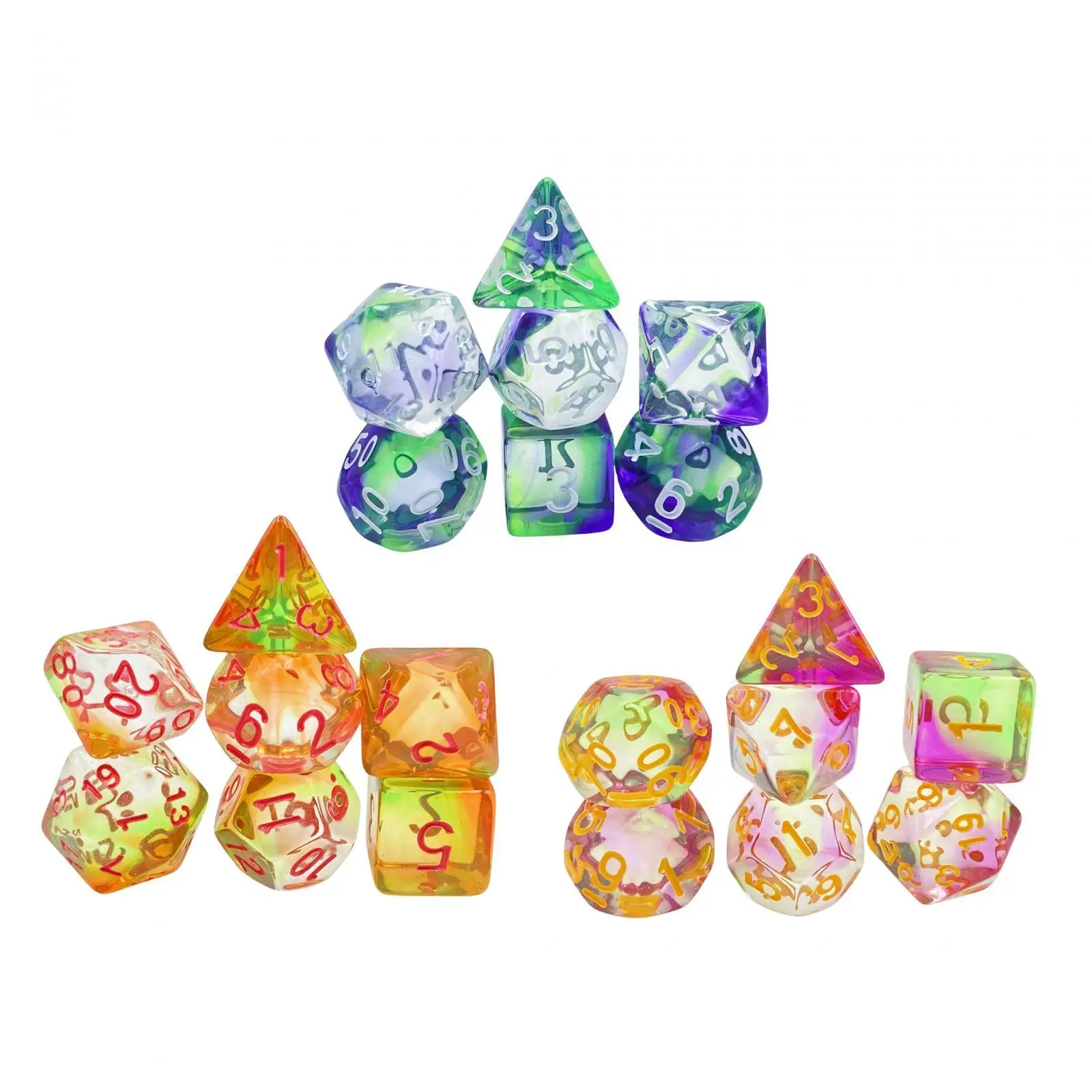 7Pcs Acrylic Dices Party Supplies Role Playing Game Dices Polyhedral Dices for Card Game Role Playing Game Card Games Party Game