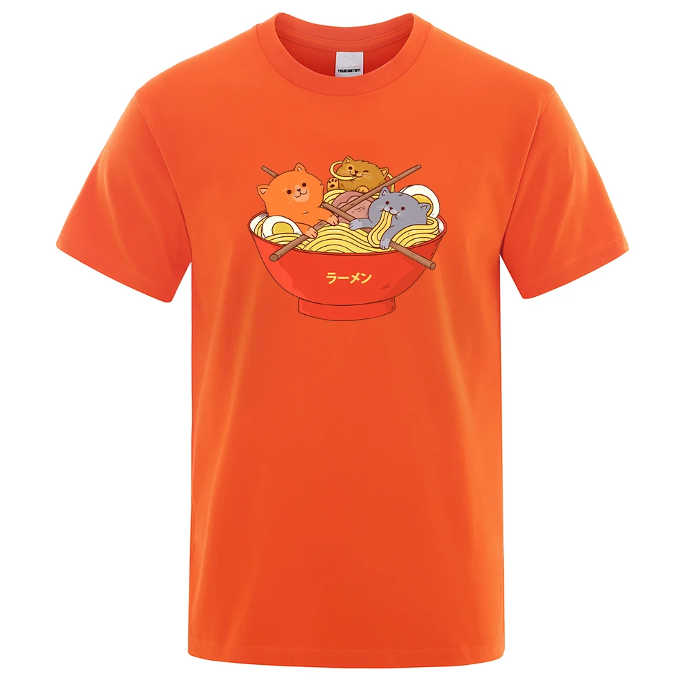 teekossc - Camisetas con estampado de gato Kawaii para hombre, camisetas de algodón 100%, camisetas informales de animales, camiseta de manga corta con cuello redondo para hombre