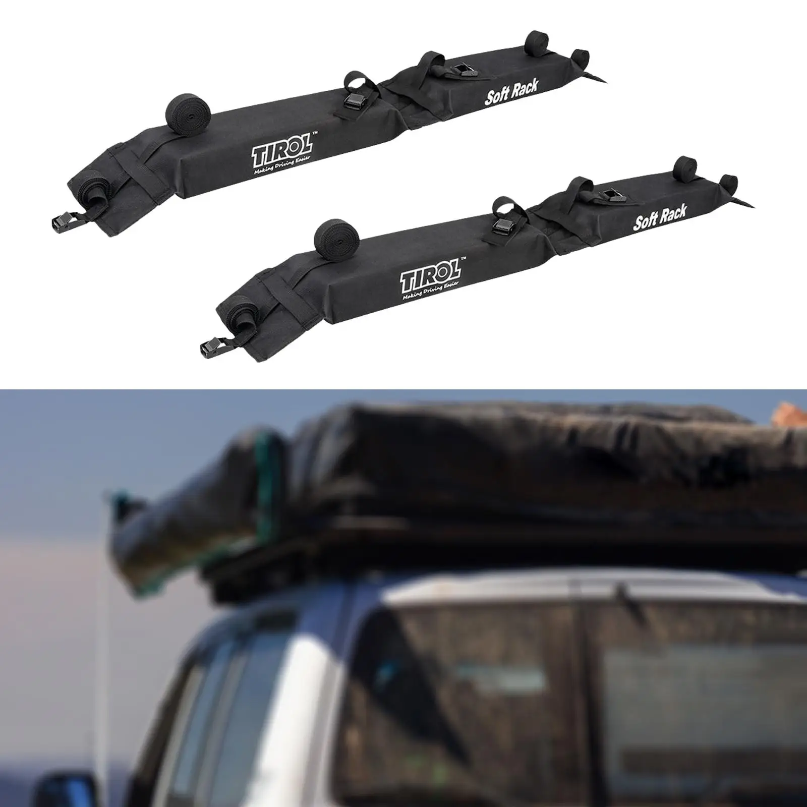 2-pack PVC Universal Foldable Soft Roof Top Rack Surfboard Luggage Carrier