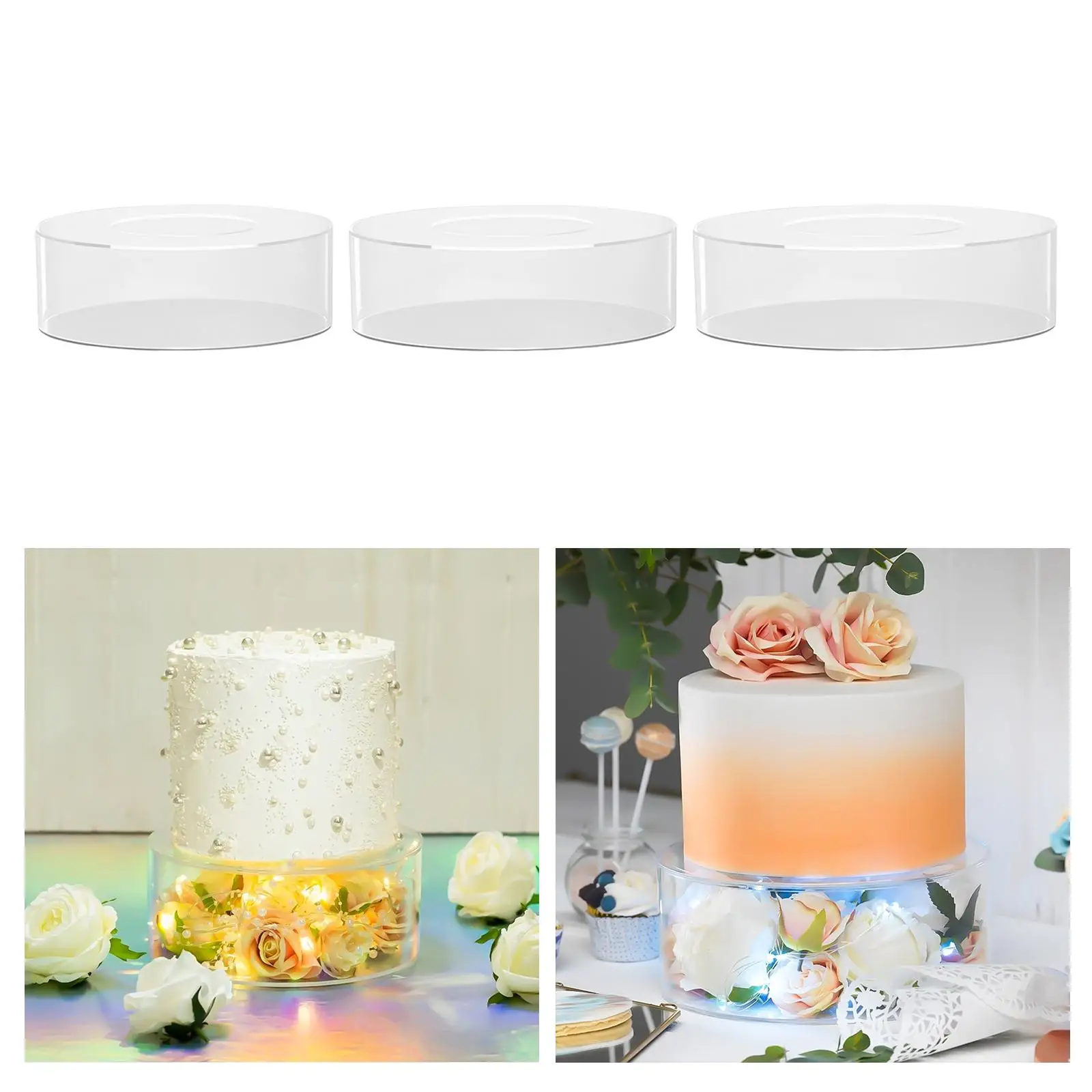 Cake Display Cylinder Round, Acrylic Fillable Clear Tier, Acrylic Cake Stand