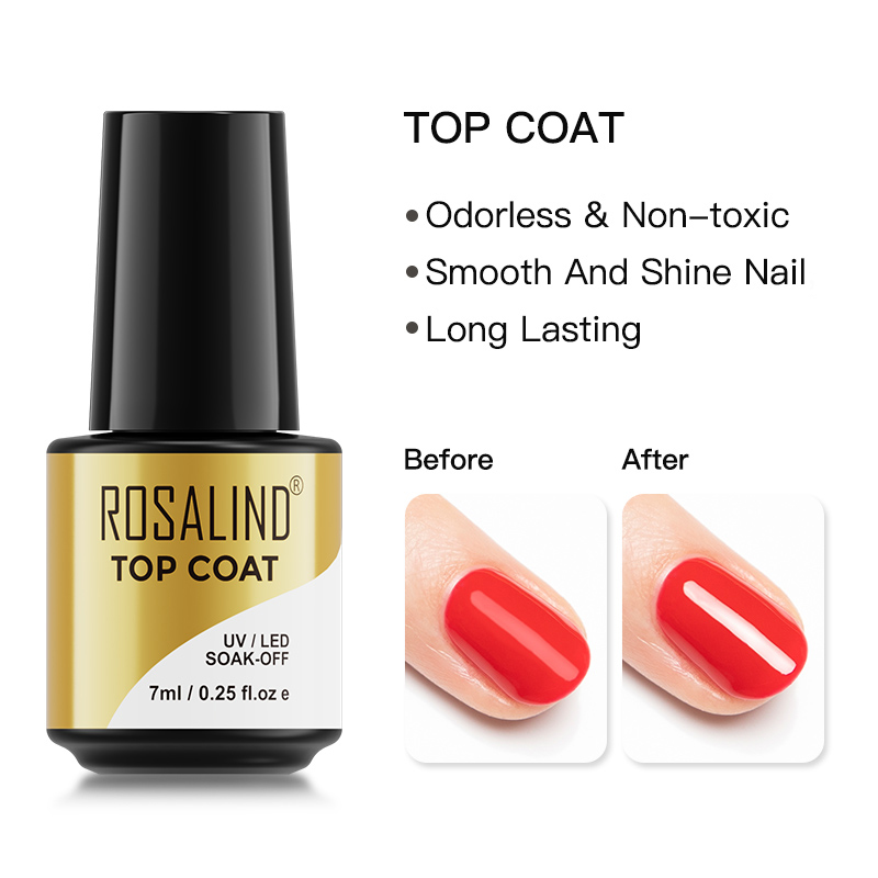 Best of ROSALIND 7ML Top Coat Nail Polish Vernis Semi Permanant Soak Off UV Lamp For Manicure No Wipe Long Lasting Gel Lacquer Topcoat Reviews & Tips