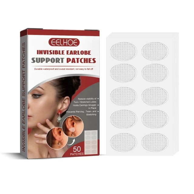 200 Pcs Ear Lobe Support Patches, Earring Support Patches Large Earrings  Support Sticker Reduces Strain Ear Patches for Men Women Long