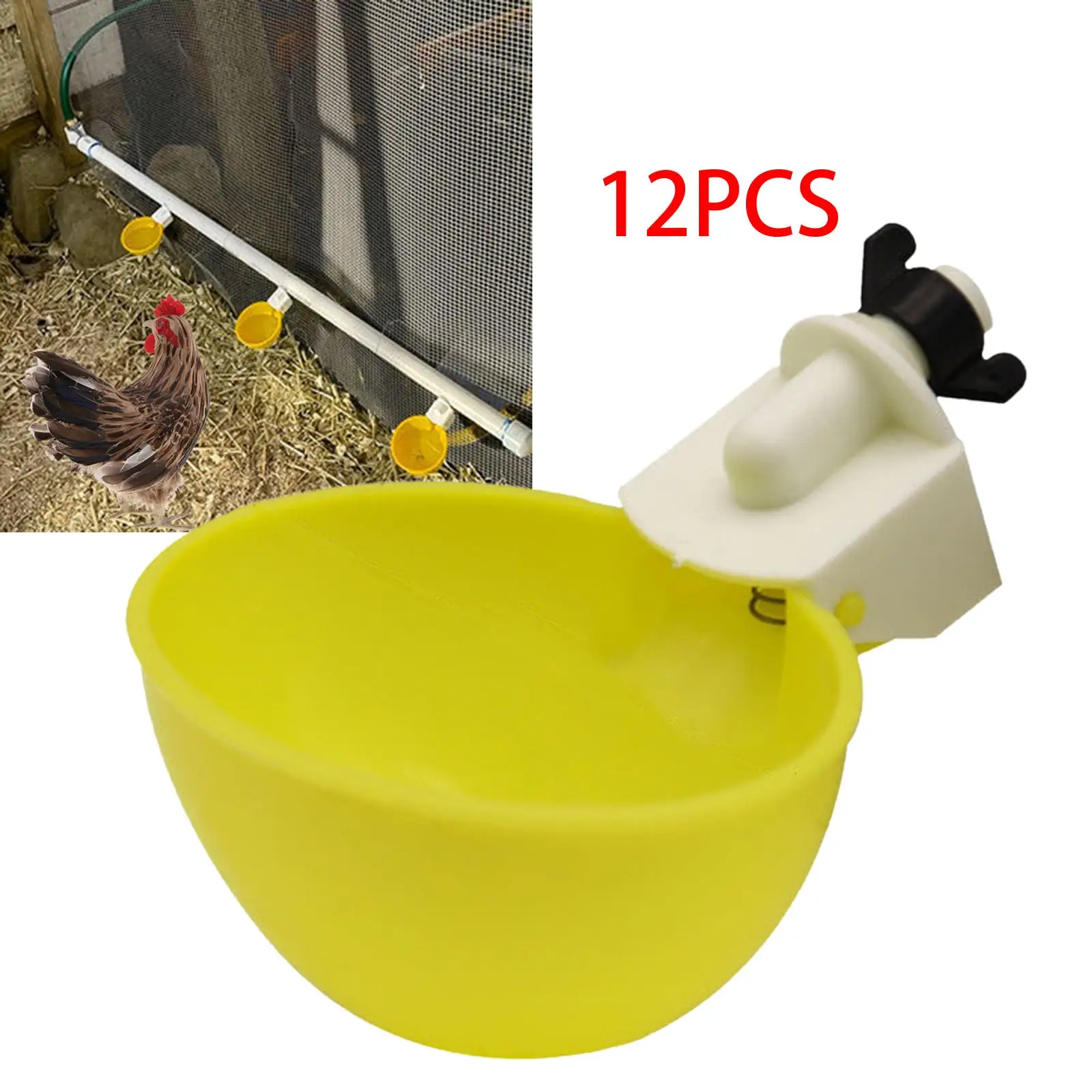 12Sets Chicken Waterer Plastic Automatic Chick Bird Quail Drinking Bowl With Screws Poultry Farm Animal Supplies