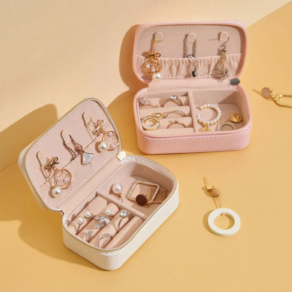 Jewelry Box Bag PU Leather Travel Storage Case Organizer for Rings Bracelet