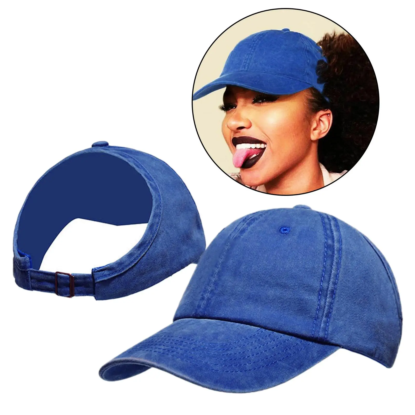 Ponytail Baseball  Hat Curly Hair Messy Ponytail Adjustable Outdoor  Trucker Dad Hat for Women
