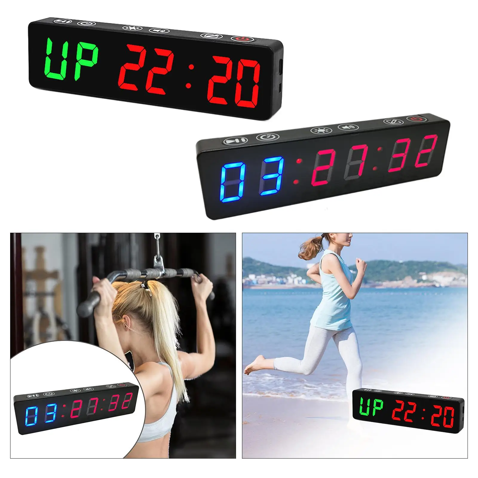 Stopwatch Digital Timer Multifuncational Gym Timer LED Workout Colck for Exercise Home Garages Outdoor Sport Training Fitness