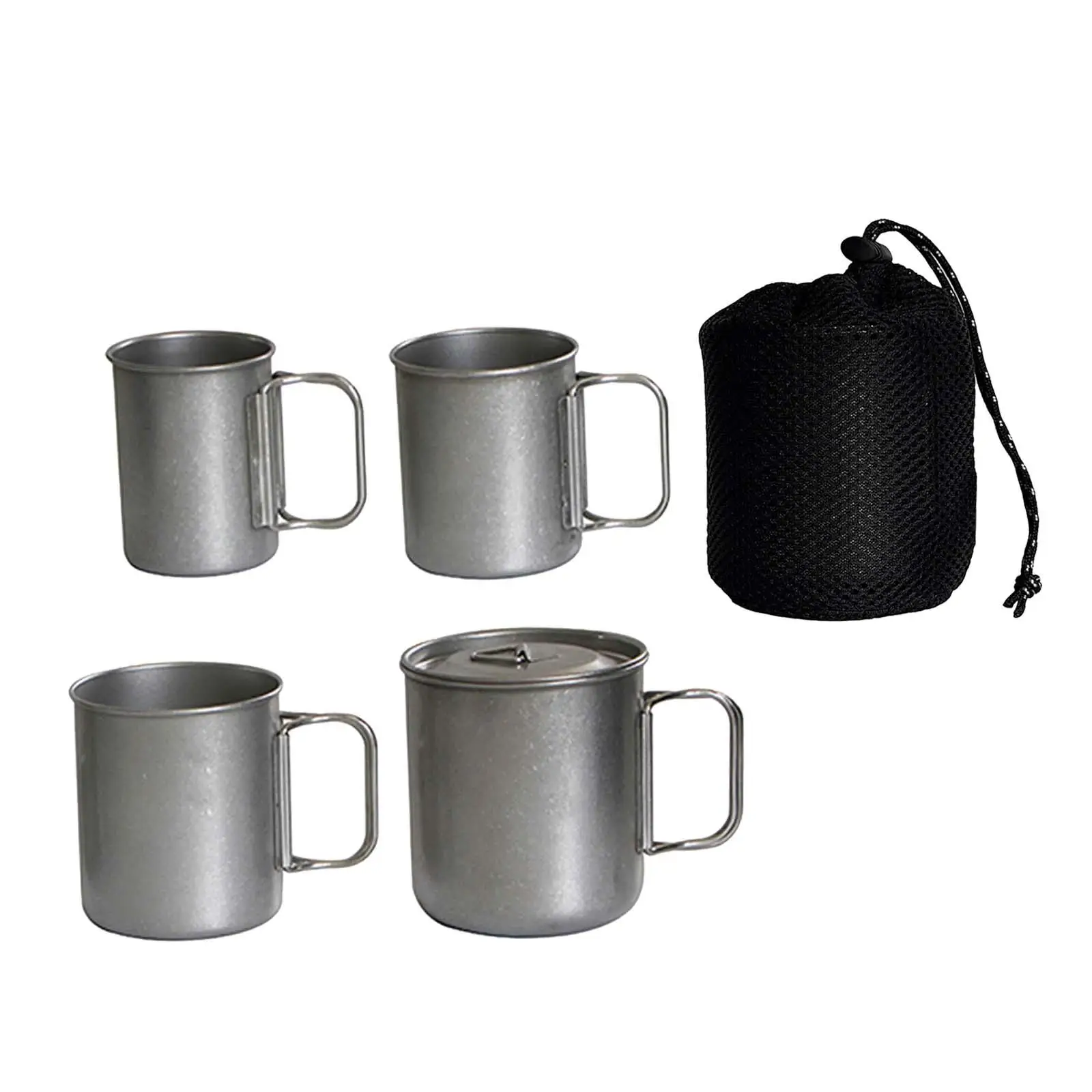 4x Water Cup Mug Teakettle Water Bottle 25oz Tea Coffee Mugs with Lid Camping Cup Pot Stackable Cups for Mountaineering Barbecue