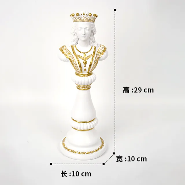 Pearlead 3pcs King Queen Knight Chess Statue Chess Piece Sculpture Ornament  Collectible Figurines Resin Home Decor Accents for Office Bookshelf
