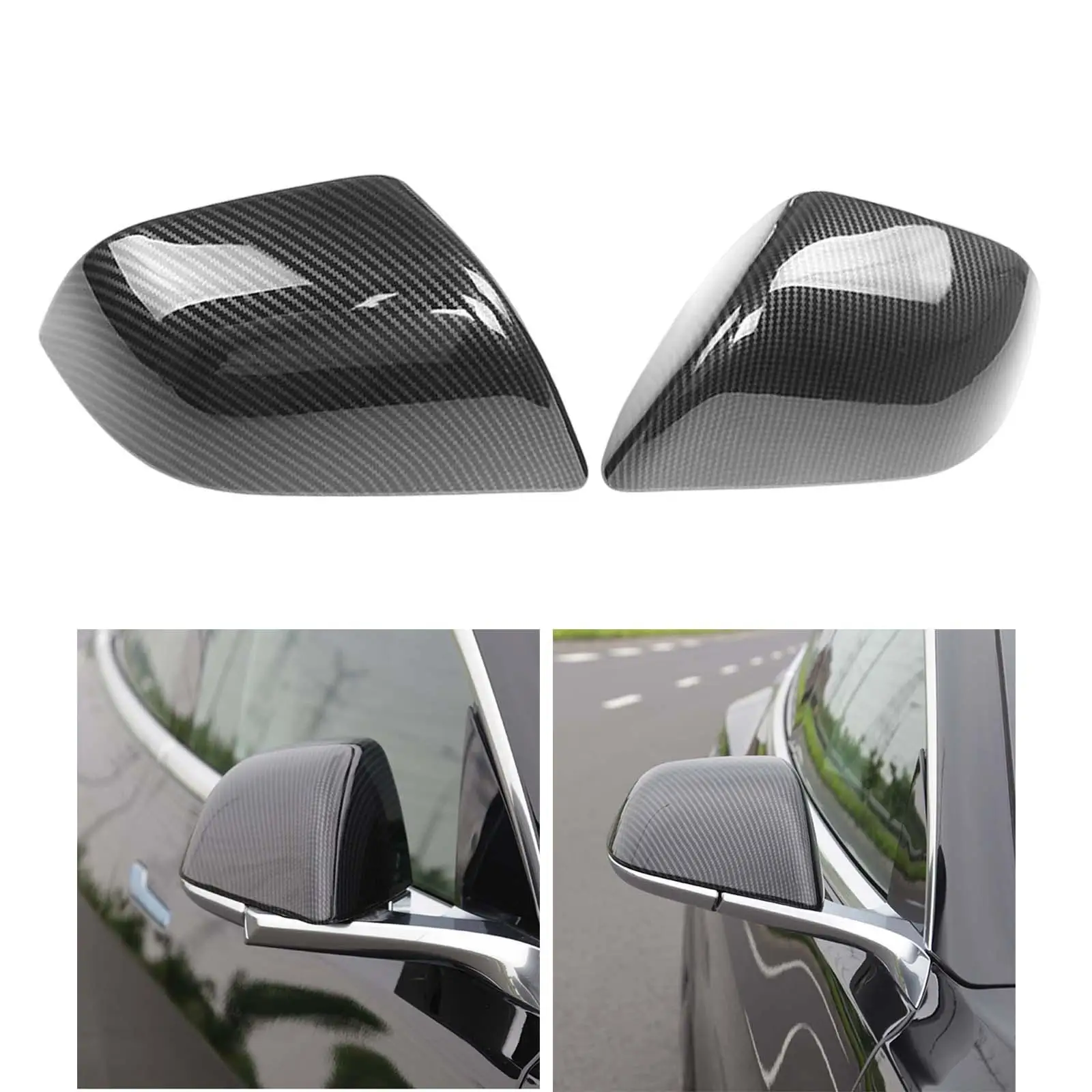  Rear Rear Mirror Covers Stickers Trim for Tesla Replacement