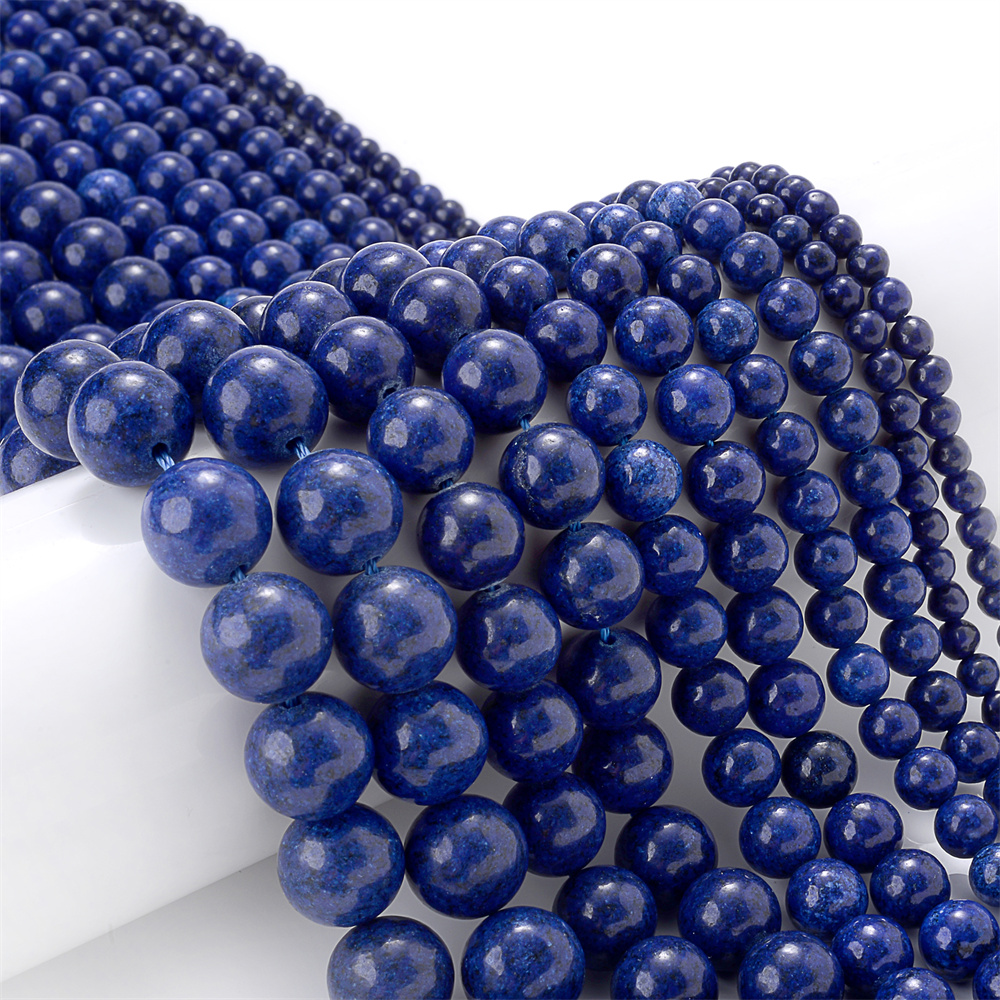 Natürliche Lapislazuli-Steinperlen, runde Abstandsperlen für Schmuckherstellung, DIY-Charms, Armbänder, Halsketten, Zubehör, 4, 6, 8, 10, 12 mm – Detail 2