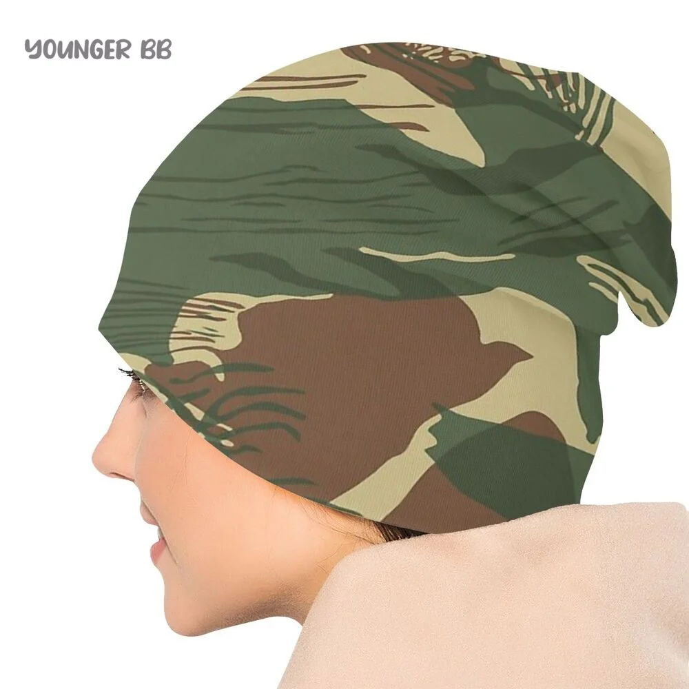 Camouflage Army Men Women's Beanie Hats Rhodesian Brush Stroke Camouflage Knitted Hat Hip Hop Earmuff Bonnet  Skullies Beanies skully hat men's