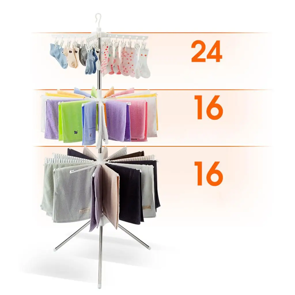 3 Tiers Collapsible Clothes Drying Rack, Portable Racks Indoor, Foldable Standing Laundry Racks for Drying Clothes, Tripod Stand