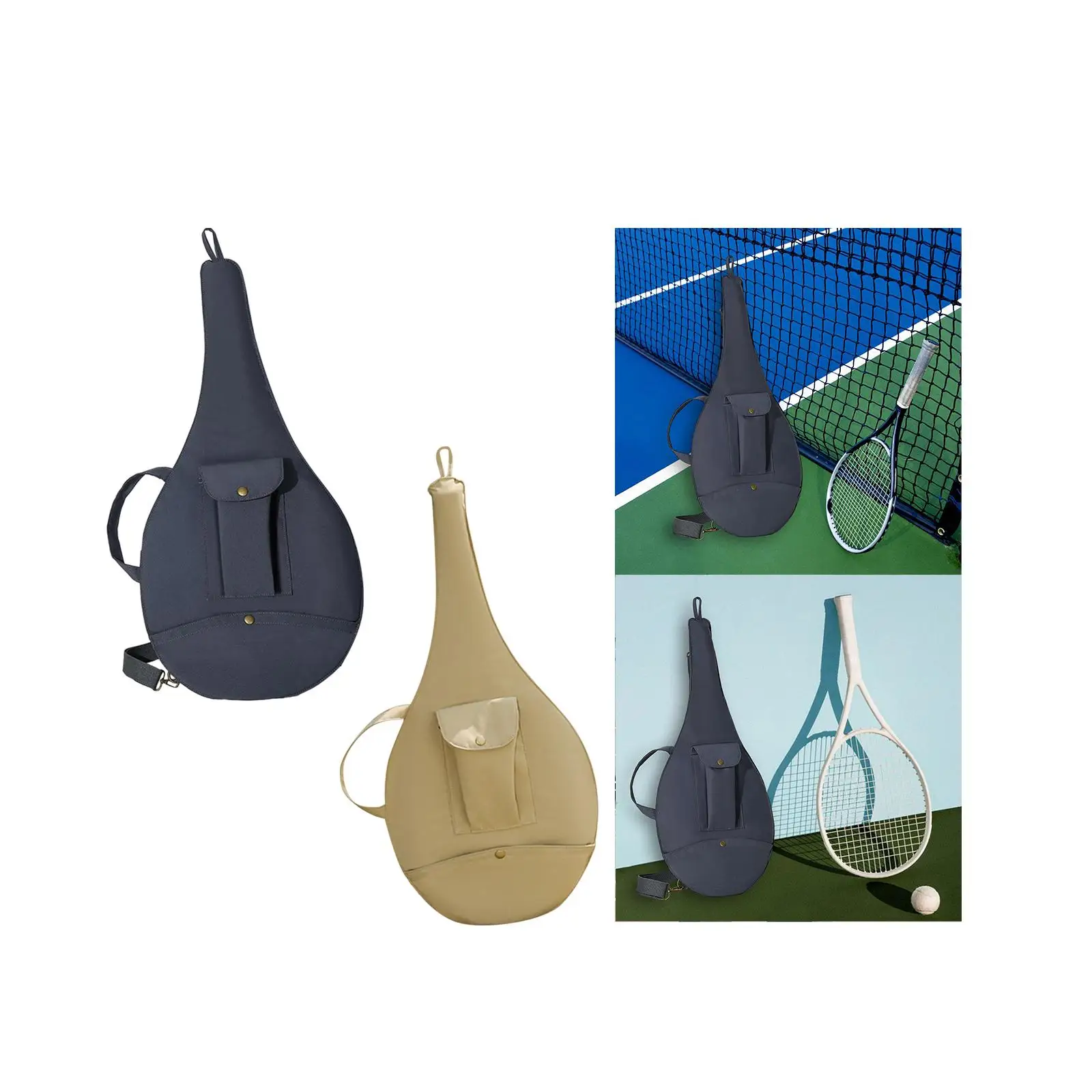 Tennis Racket Bag Sports Accessories Stylish with Storage Pocket Beginners Durable Carrier Handbag Adjustable Shoulder Bag
