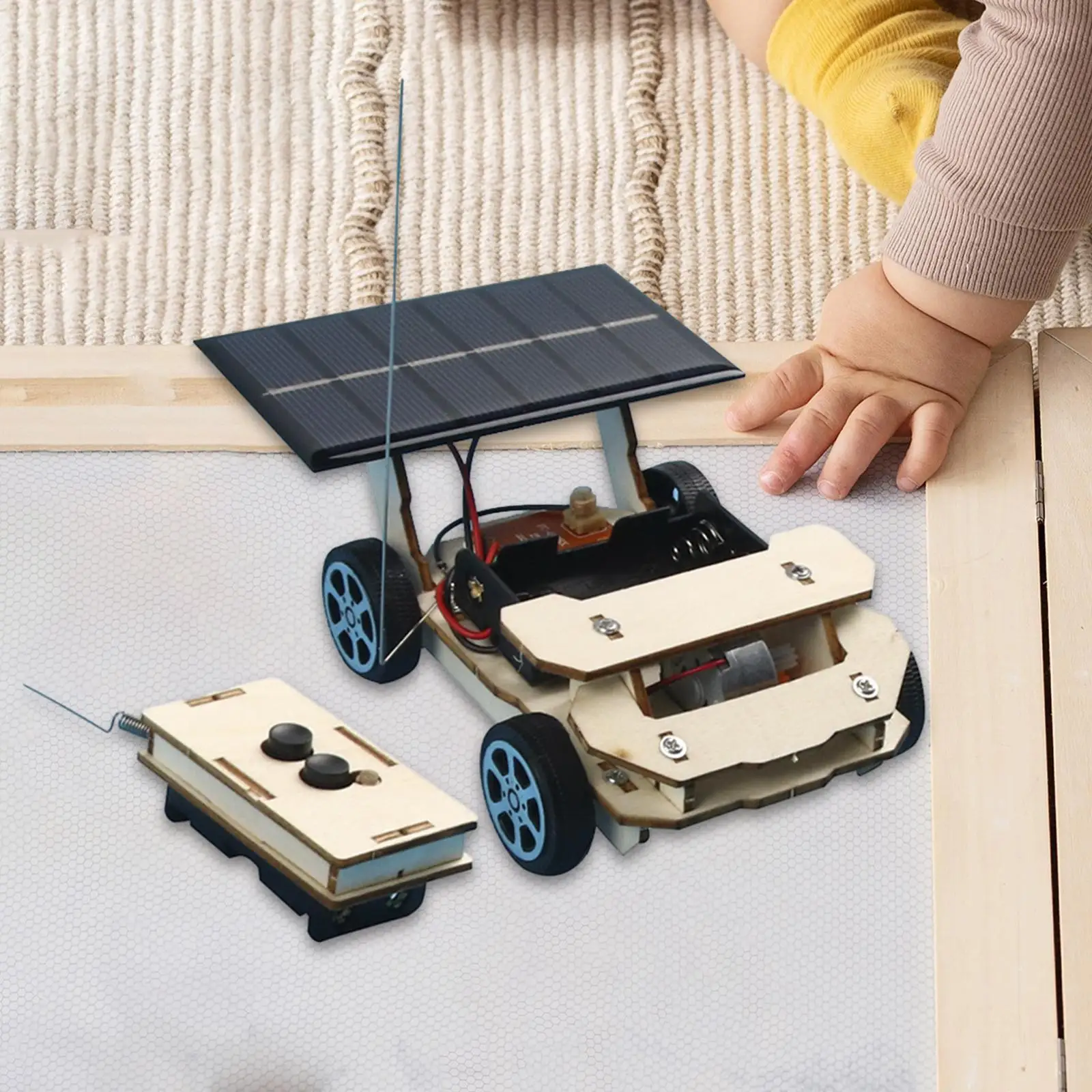 DIY Remote Control Solar Car Model 3D Puzzles Wooden Motor for Age 8-12 Kids