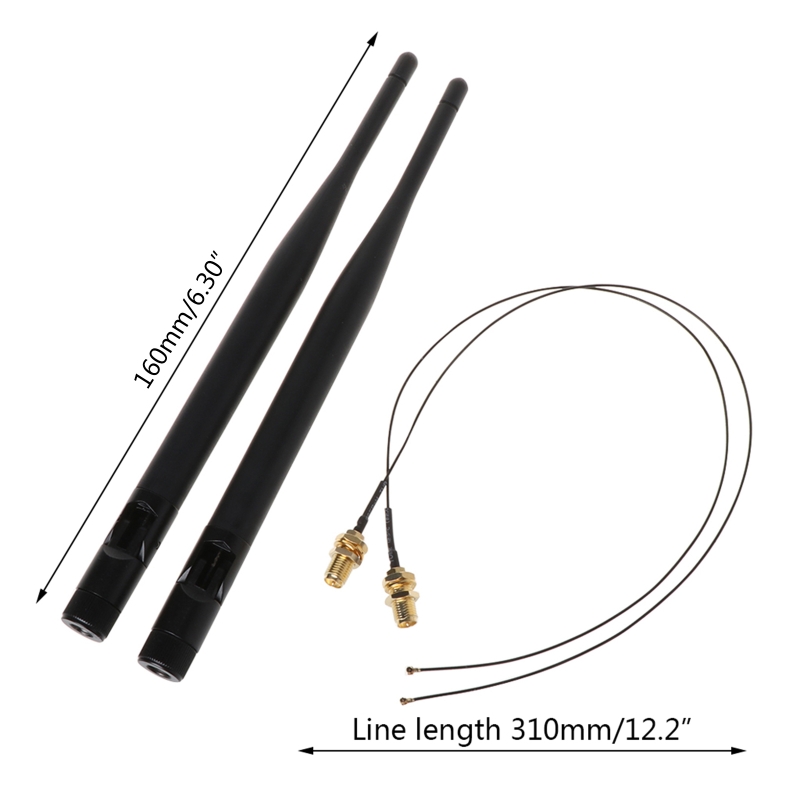 Kit Antennes WiFi 3 DBi + Câbles Pigtail U.FL/IPEX Vers SMA - Lot De 4 - Fréquence 2,4 GHz - Pour Cartes Mini PCI-E, Routeurs, Drones - Longueur Câble 15 Cm