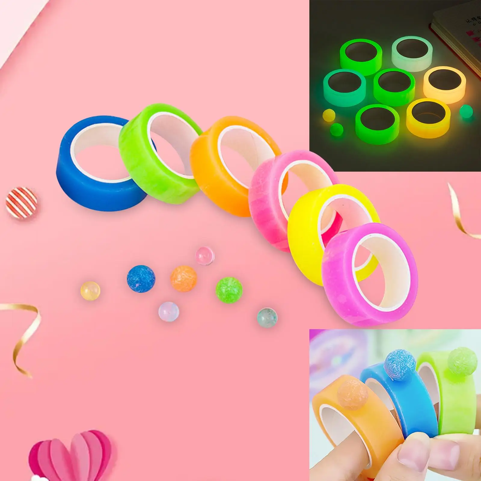 6Pcs Sticky Ball Rolling Tapes Adhesive Creative for Party Relaxing Kids