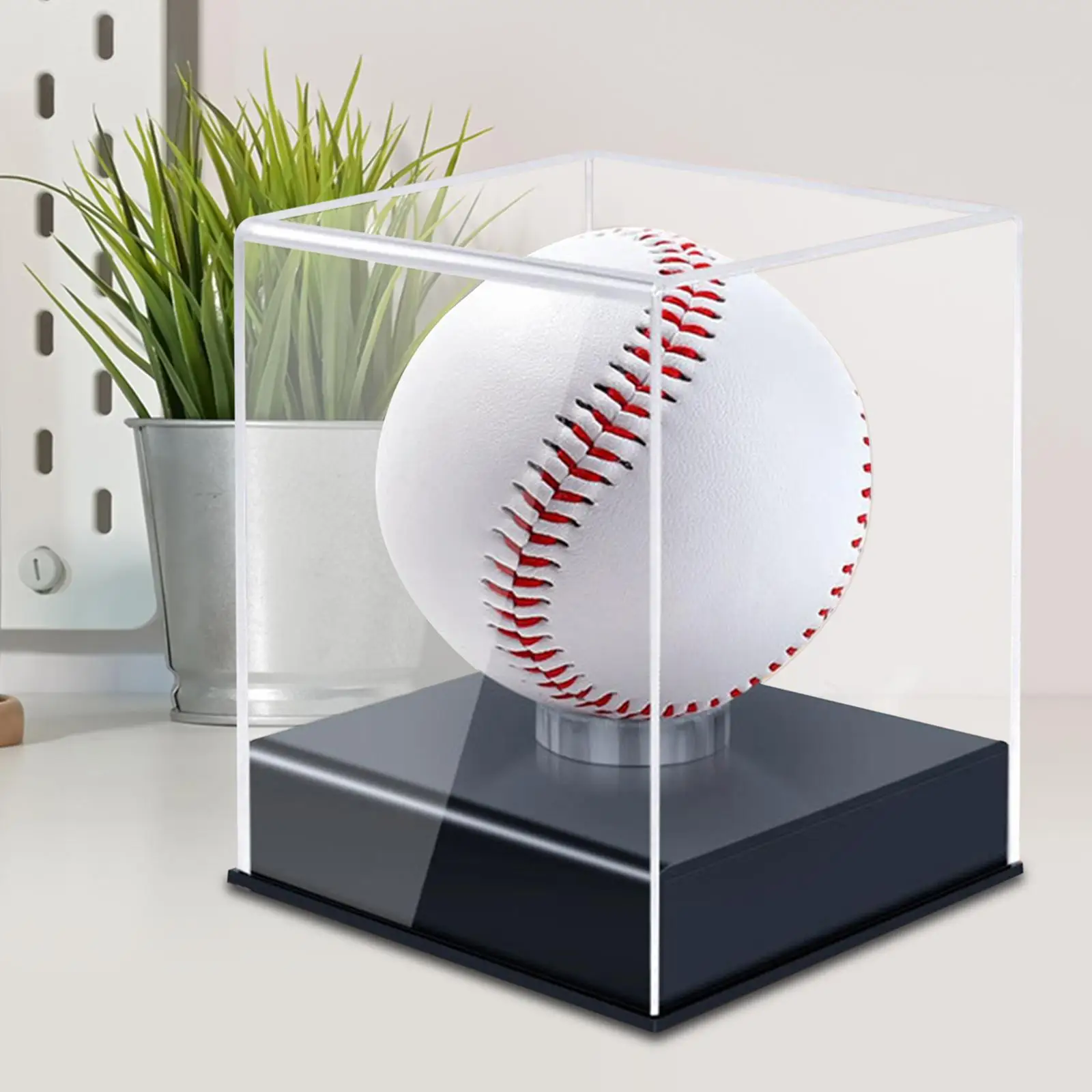 Baseball Holder Display Box Dustproof with Bracket Baseball Storage Display Case