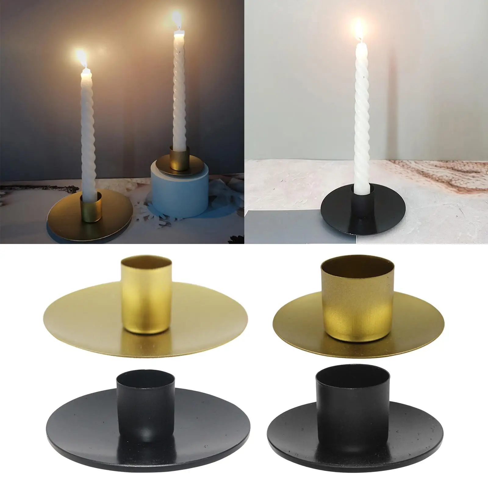 Iron Pillar Candle Holder Table Centerpiece Round Home Decor Nordic Candlestick for Party Wedding Halloween Mantel Festivel