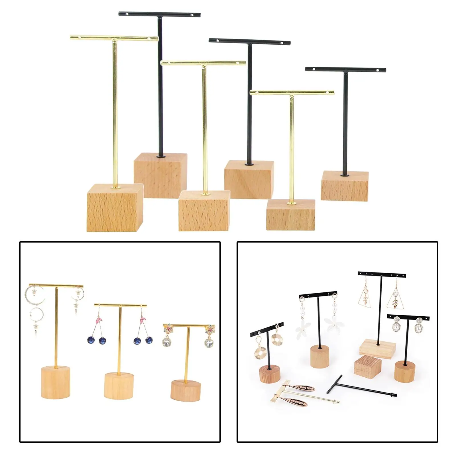 3pcs Fashion T- Jewelry Display Stand Jewelry Organizer Retail Display Stand Tabletop Jewelry  for Bracelet Earrings Studs