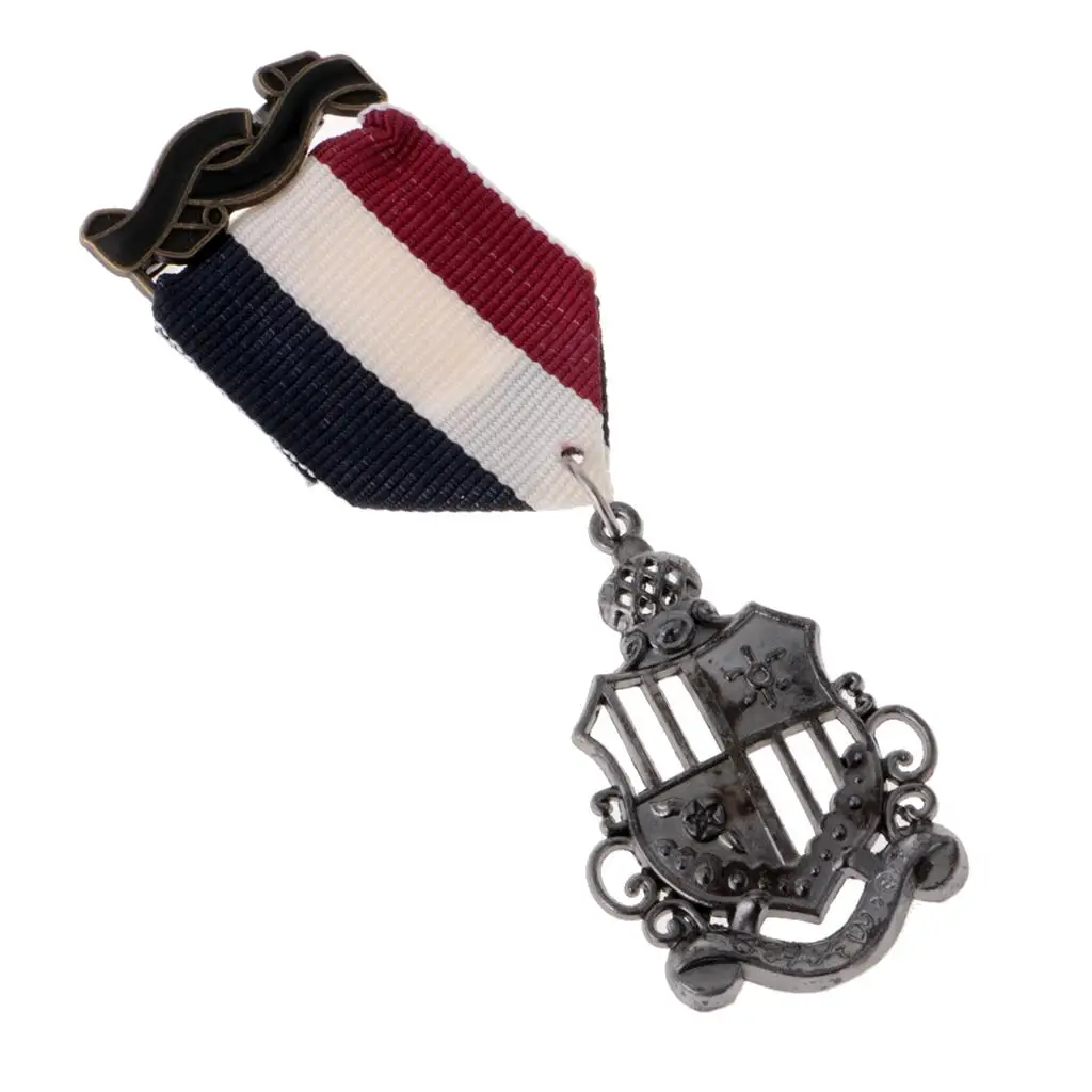 Award Medal with Ribbon,   Uniform Pin Brooch Badge Navy Style for Men