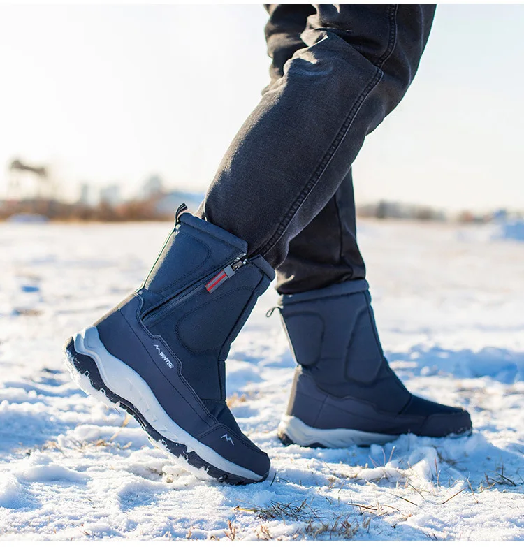 Men Boots Winter Shoes For Men Warm Snow Boots Mid-calf Men Warm Shoes Thick Plush Winter Boots For Men Women Cotton Shoes