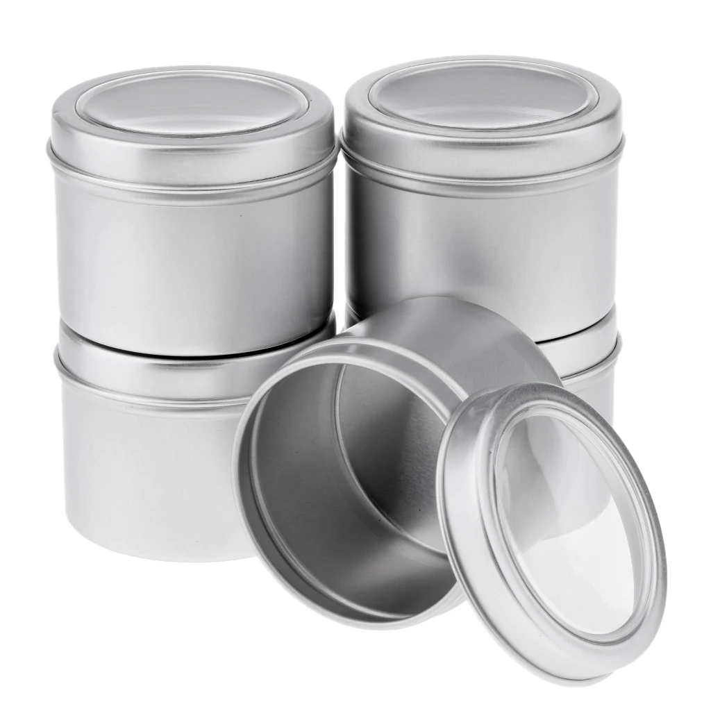 5x Aluminum Empty Tin Tin Pots Container with Lid for Cosmetic Candles