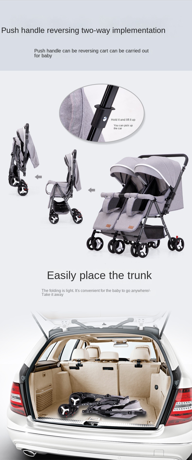 Twin Lightweight Travel Stroller Double Shock Absorbing Stroller Folding Stroller Newborn Baby Two-Way Swivel Seat Baby Stroller 18 Twin Lightweight Travel Stroller Double Shock Absorbing Stroller Folding Stroller Newborn Baby Two-Way Swivel Seat Baby Stroller