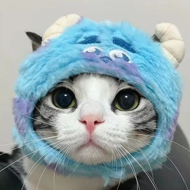 Cat Cute Cartoon Decorative Funny Cat Headwear Cat Dog Hat Headgear Pet  Cute Funny Artifact Warm Plush Pet Hat Pet Photo Props