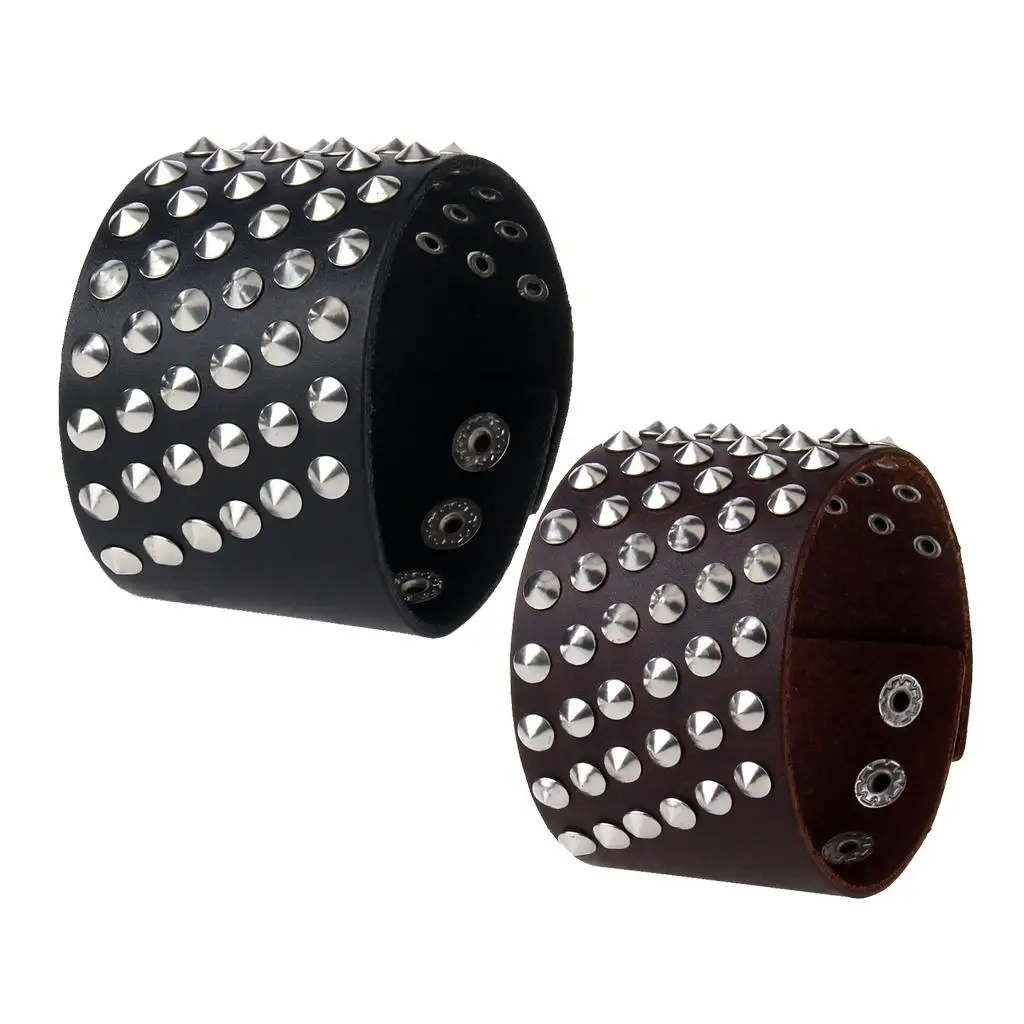 Metal Stud Rivet   Punk PU Leather Wide Bangle Cuff Bracelet Wristband