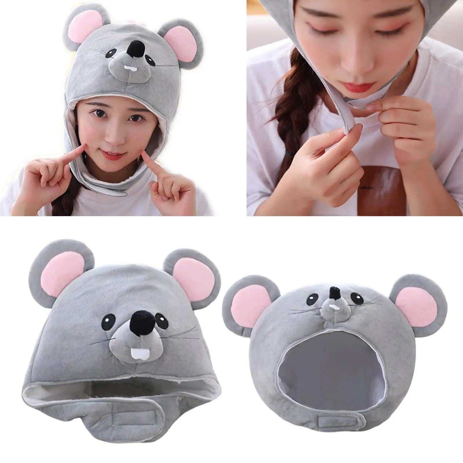 Warm Mouse Hat Kids Gifts Photography Props Headband Gray Funny for Fancy Dress Party Cosplay Selfie Accessories