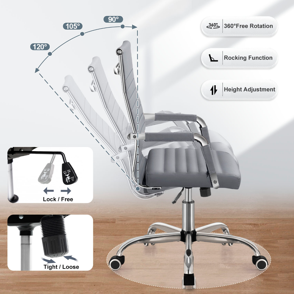Description Picture 5 of itemMid-Back Faux Leather Office Desk Chair Executive Conference Task Chair with Arms,