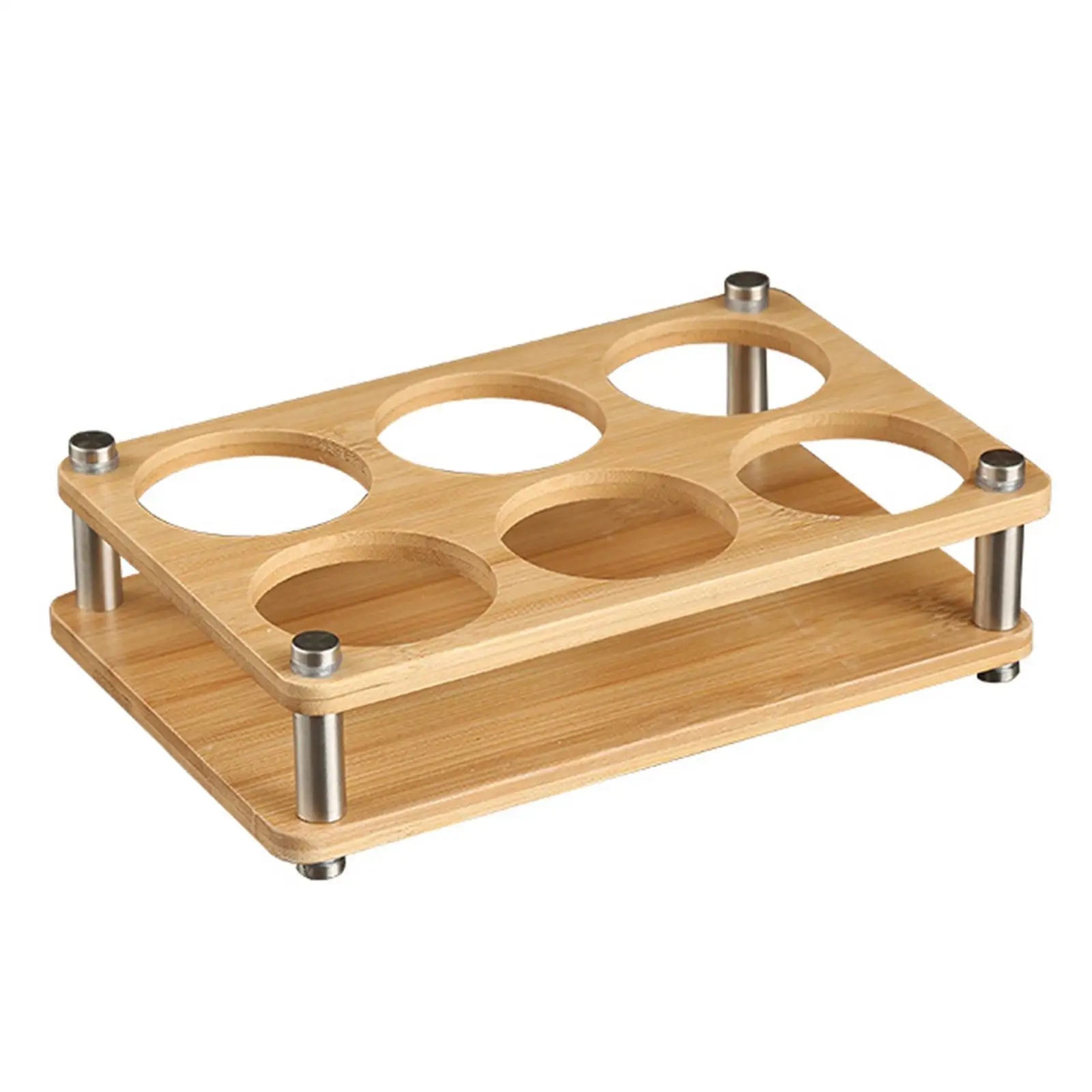 6 Holes Shot Glasses Holder Wooden Storage Carrier Holder Drink Cup Storage Holder for Cabinet Nightclub