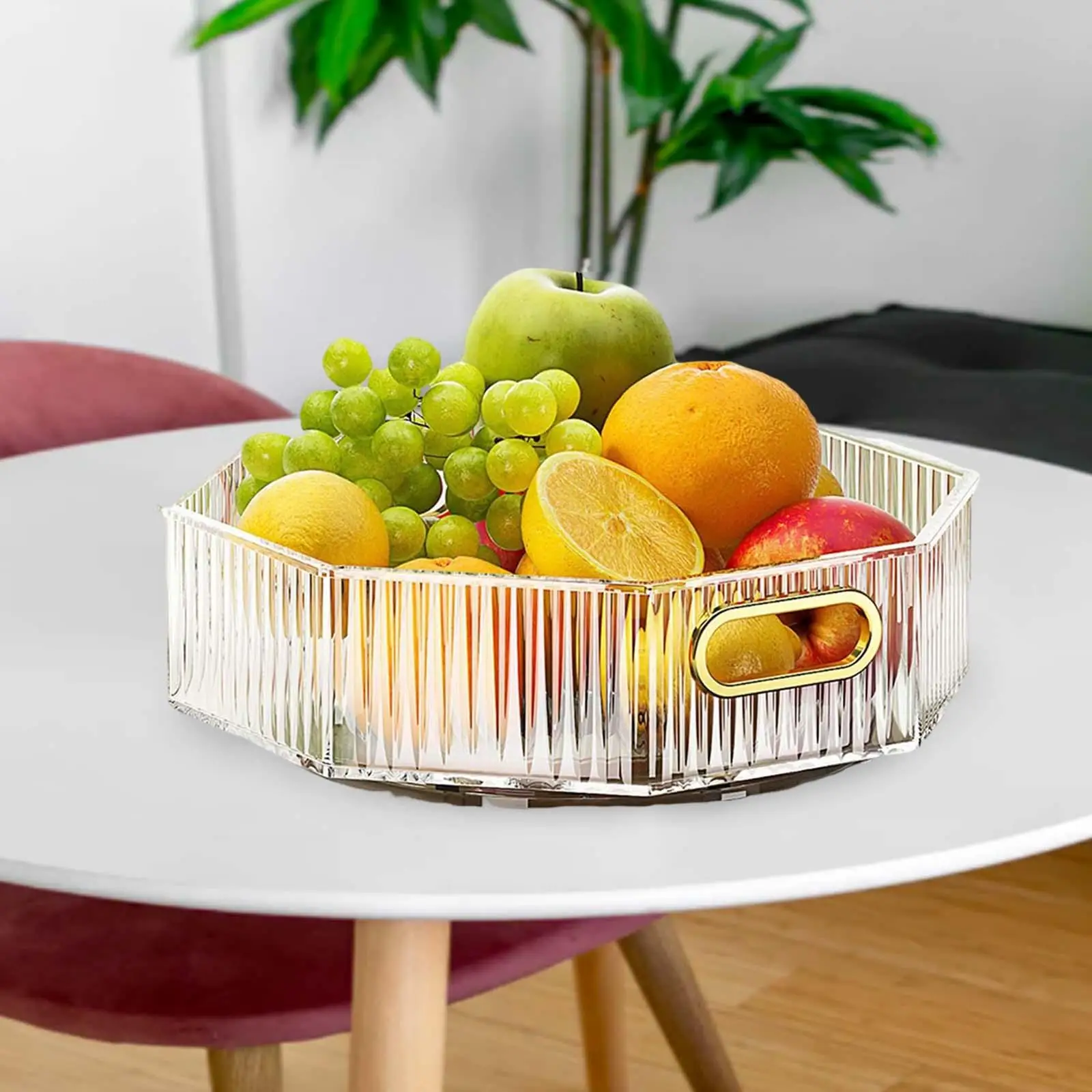 Food Storage Tray with Handle, Snack Display Tray Fruit Plate for Cafe Ornaments