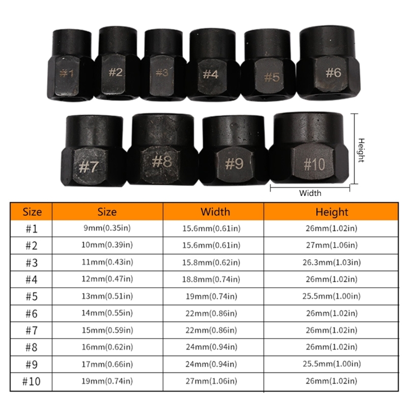 10 pçs porca extrator soquete parafuso de