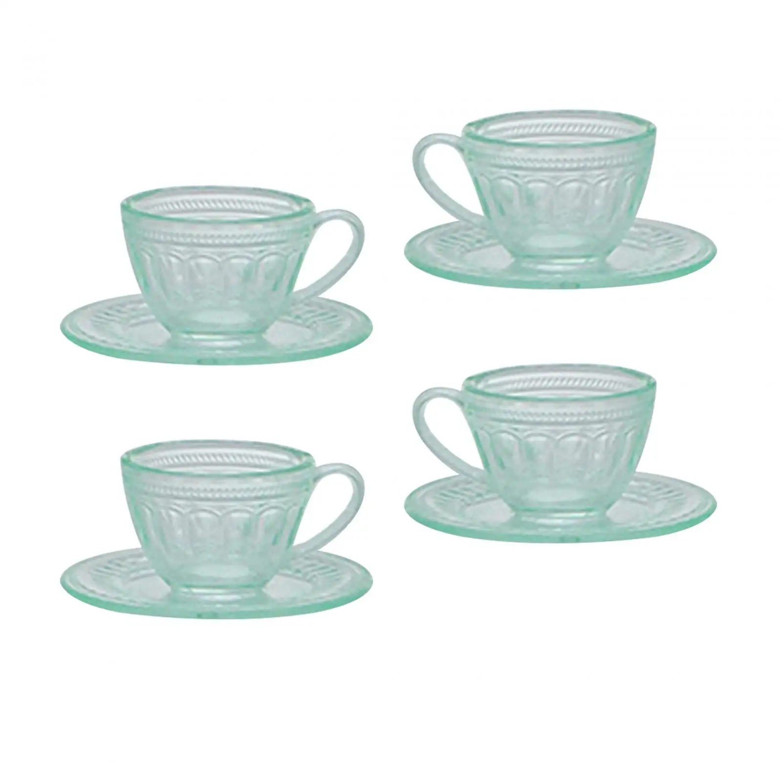 4x Dollhouse Miniature Tea Cup Set Miniature Tableware for Dollhouse Kitchen