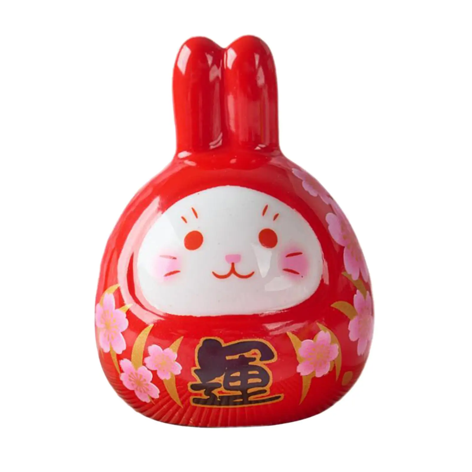 Chinese New Year Rabbit Statue Ceramic Miniature Craft for Office Spring Festival Decor